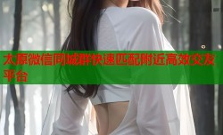 太原微信同城群快速匹配附近高效交友平台